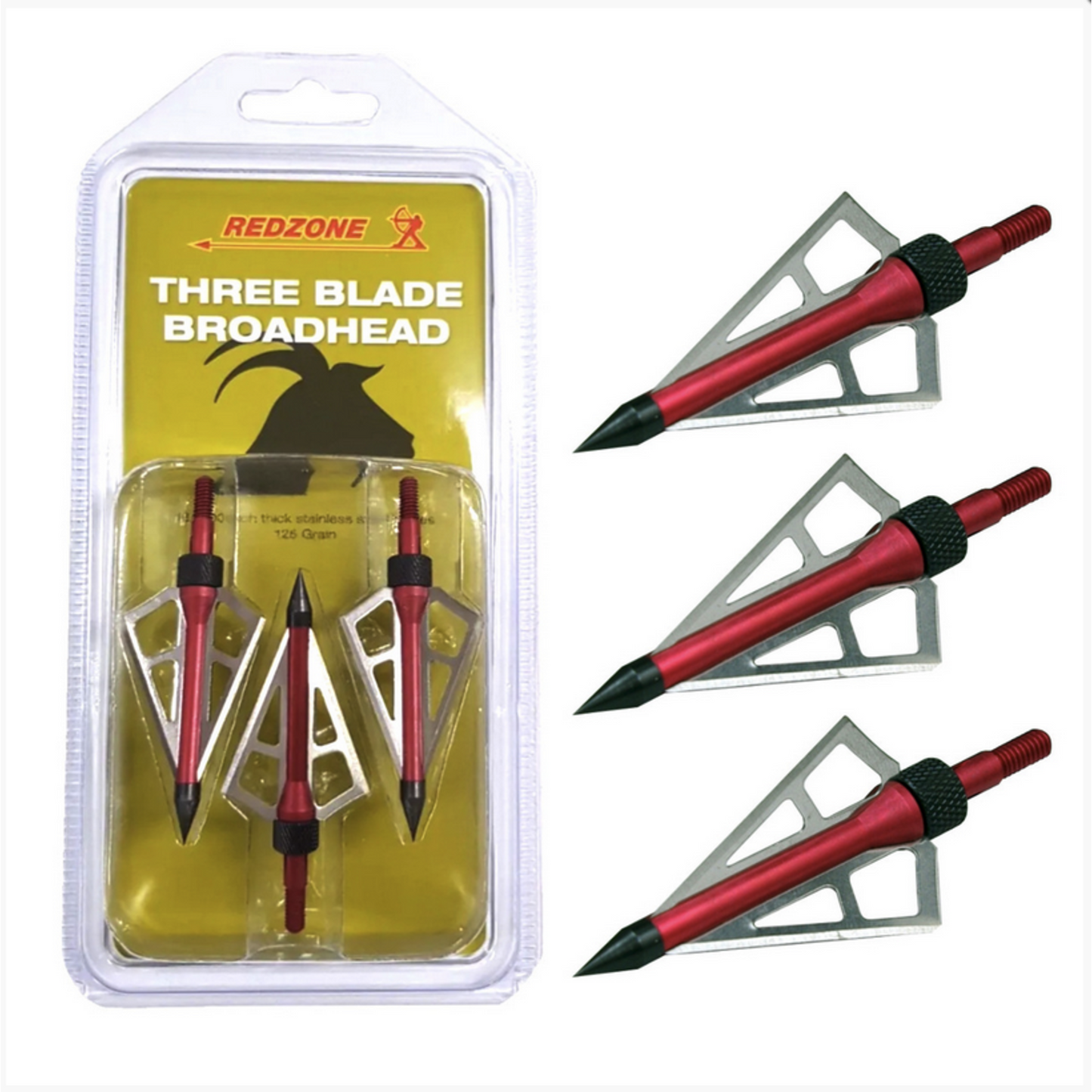 Redzone® Three Blade Broadhead Arrow Heads