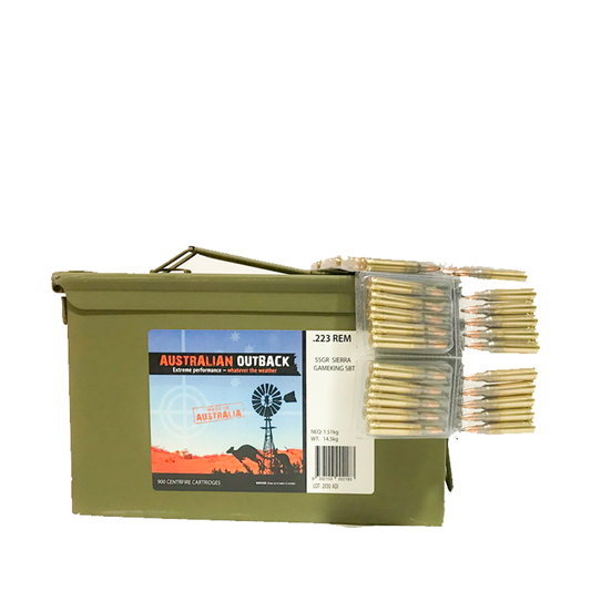 Australian Outback .223 Sierra GameKing SBT Ammo Tin